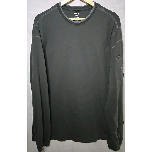 KUHL Shirt Mens XL Gray Kommando Crew Wildfibre Organic Long Sleeve Zip Pocket - Picture 1 of 9